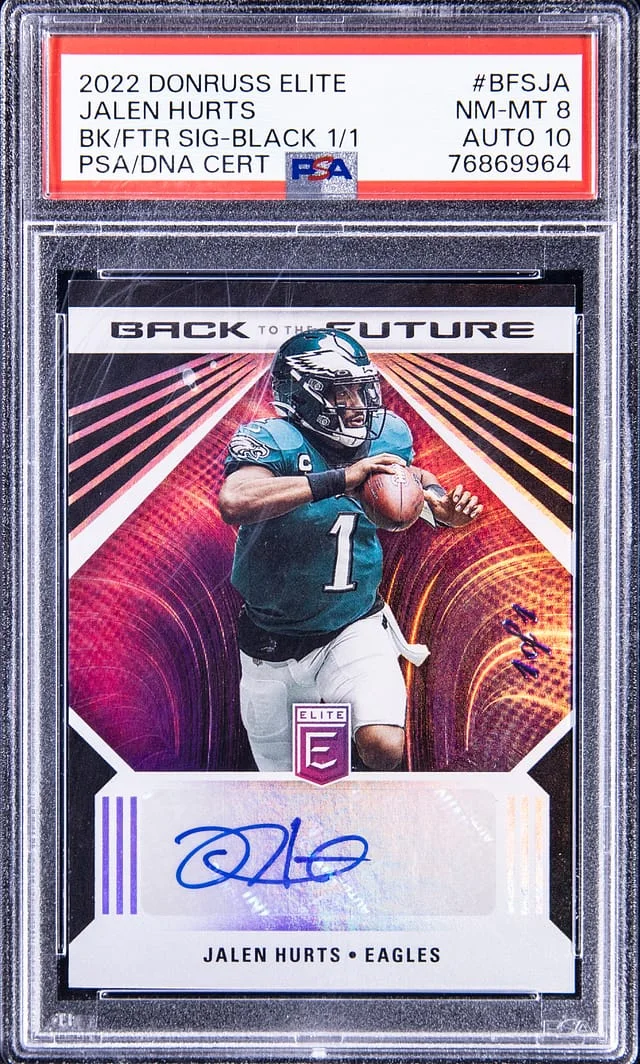 2022 Panini Donruss Jalen Hurts Elite Back to the Future Signatures Black #BFS-JA card image