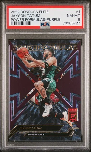 2022 Panini Donruss Jayson Tatum Elite Power Formulas Purple #1 card image