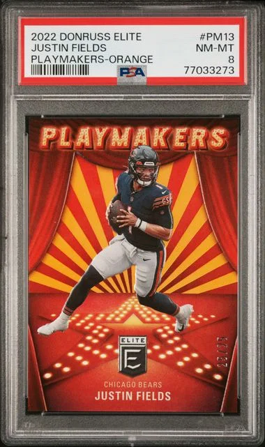 2022 Panini Donruss Justin Fields Elite Playmakers Orange #PM-13 card image
