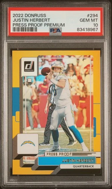 2022 Panini Donruss Justin Herbert Press Proof Premium #294 card image