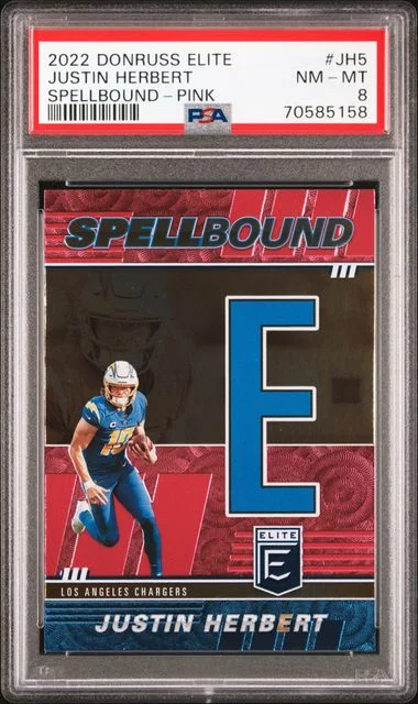 2022 Panini Donruss Justin Herbert Elite Spellbound Pink #SB-JH5 card image