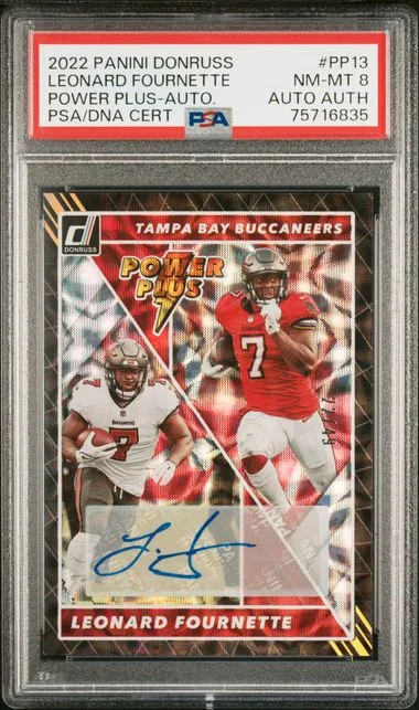 2022 Panini Donruss Leonard Fournette Power Plus Autograph #PP-13 card image