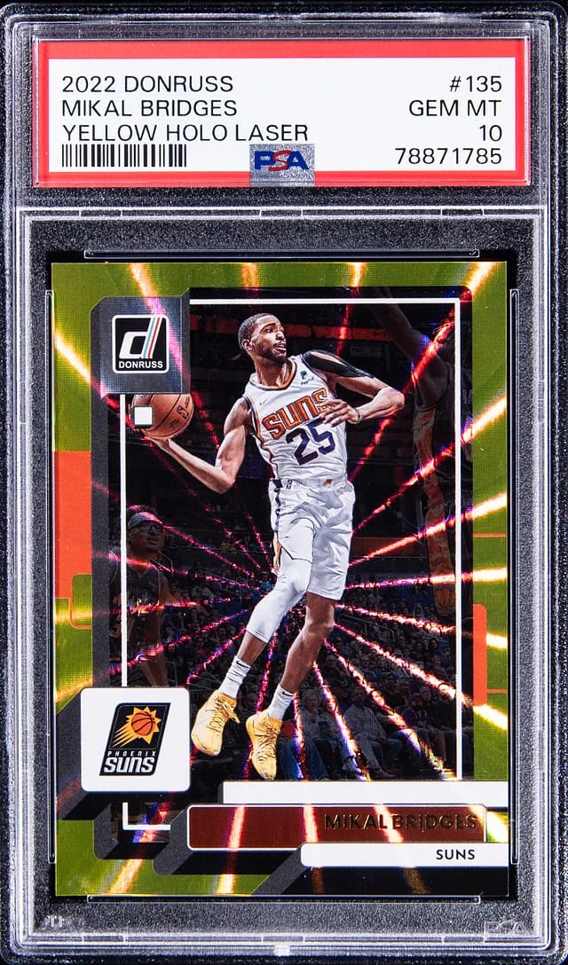 2022 Panini Donruss Mikal Bridges Yellow Holo Laser #135 card image