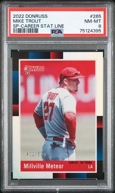 2022 Panini Donruss Mike Trout SP Career Stat Line #265 card image