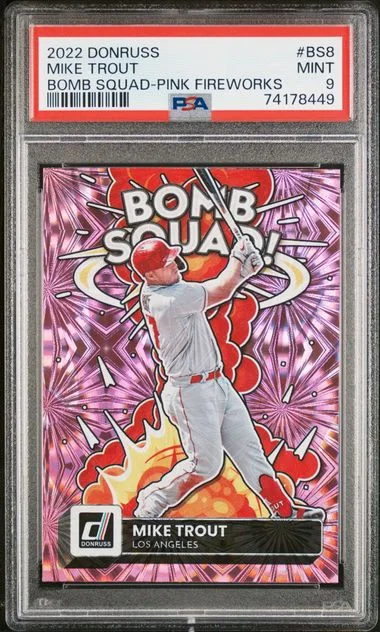 2022 Panini Donruss Mike Trout Bomb Squad Pink Fireworks #BS-8 card image