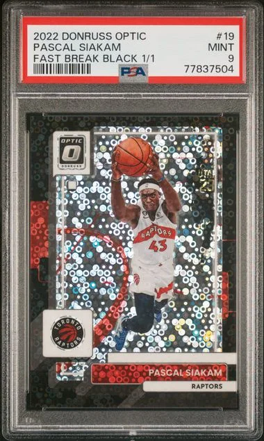 2022 Panini Donruss Optic 19 Pascal Siakam Fast Break Black #1/1 card image
