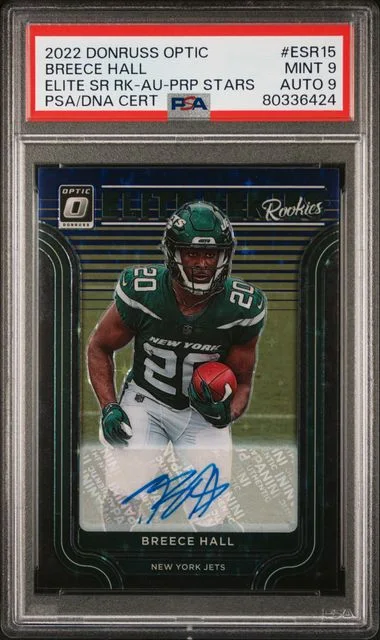 2022 Panini Donruss Optic Breece Hall The Elite Series Rookies Autograph Purple Stars #ESR-15 card image