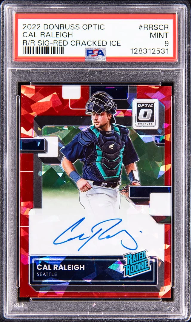 2022 Panini Donruss Optic Cal Raleigh Rated Signatures Red Cracked Ice #RRS-CR card image