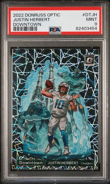 2022 Panini Donruss Optic Downtown Dtjh Justin Herbert #no-number card image