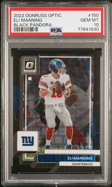 2022 Panini Donruss Optic Eli Manning Black Pandora #150 card image
