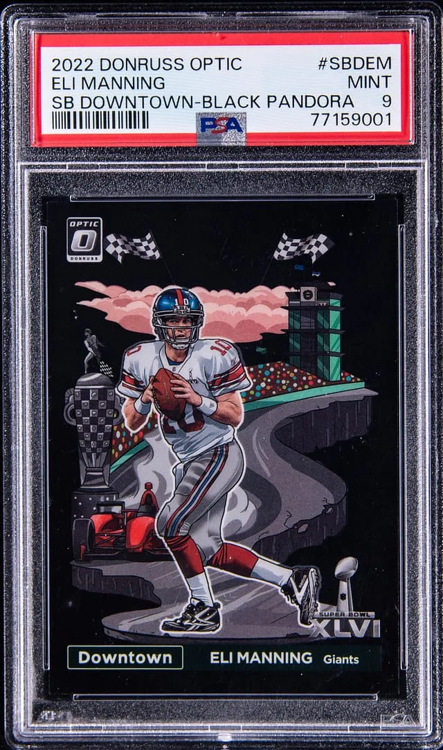 2022 Panini Donruss Optic Eli Manning Super Bowl Downtown Black Pandora #SBD-EM card image