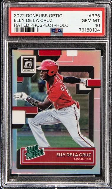 2022 Panini Donruss Optic Elly De La Cruz Rated Prospect Holo #Rp6 card image