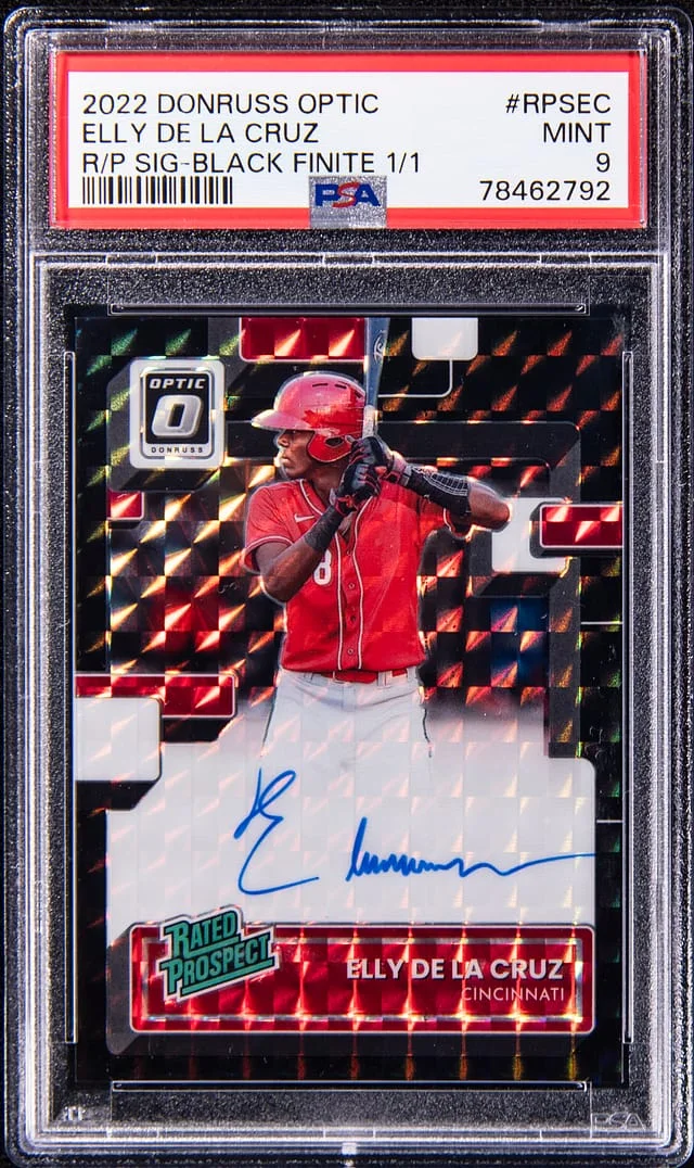 2022 Panini Donruss Optic Elly De La Cruz Rated Prospect Signatures Black Finite #RPS-EC card image