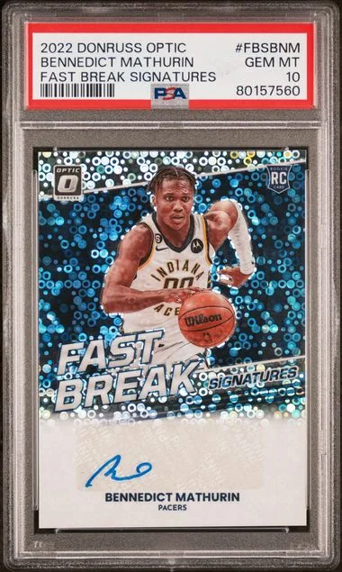 2022 Panini Donruss Optic Fast Break Signatures Fbsbnm Bennedict Mathurin #no-number card image