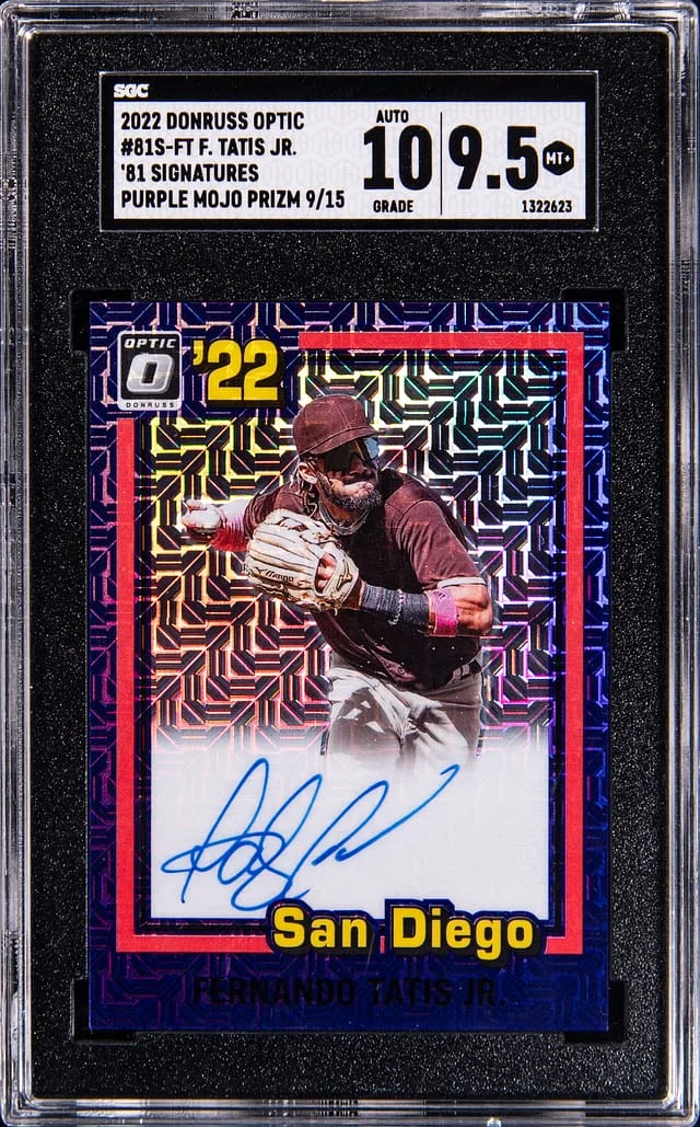 2022 Panini Donruss Optic Fernando Tatis Jr. 81 Signatures Purple Mojo Prizm #81S-FT card image