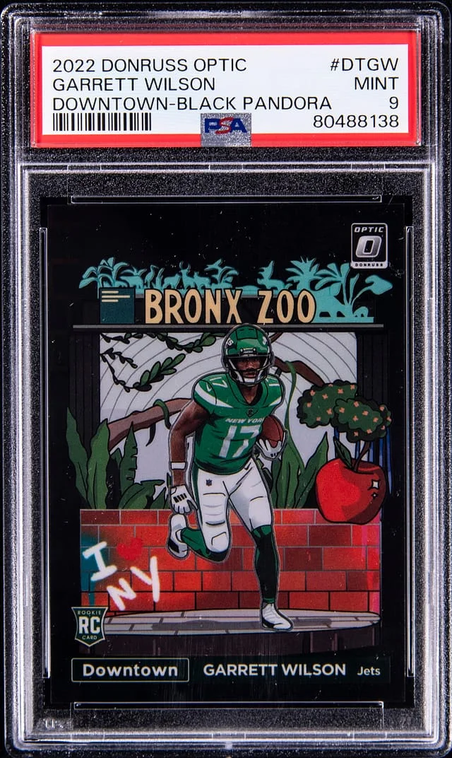 2022 Panini Donruss Optic Garrett Wilson Downtown Black Pandora #DTGW card image