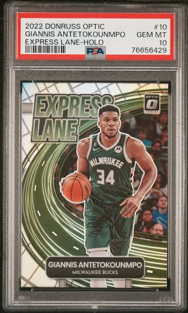 2022 Panini Donruss Optic Giannis Antetokounmpo Express Lane Holo #10 card image