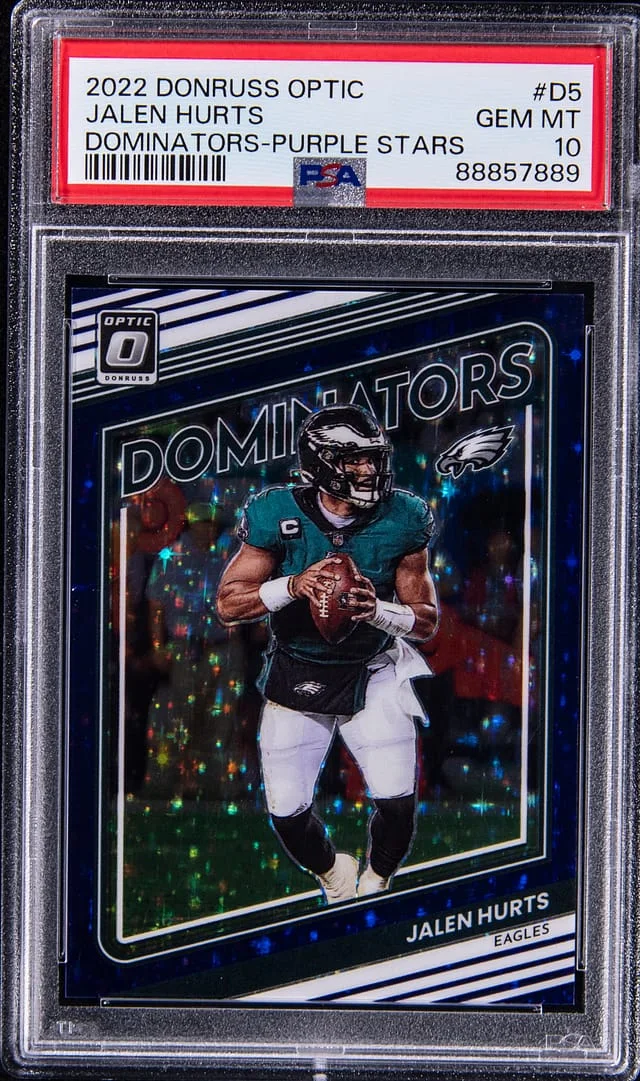 2022 Panini Donruss Optic Jalen Hurts Dominators Purple Stars #D-5 card image