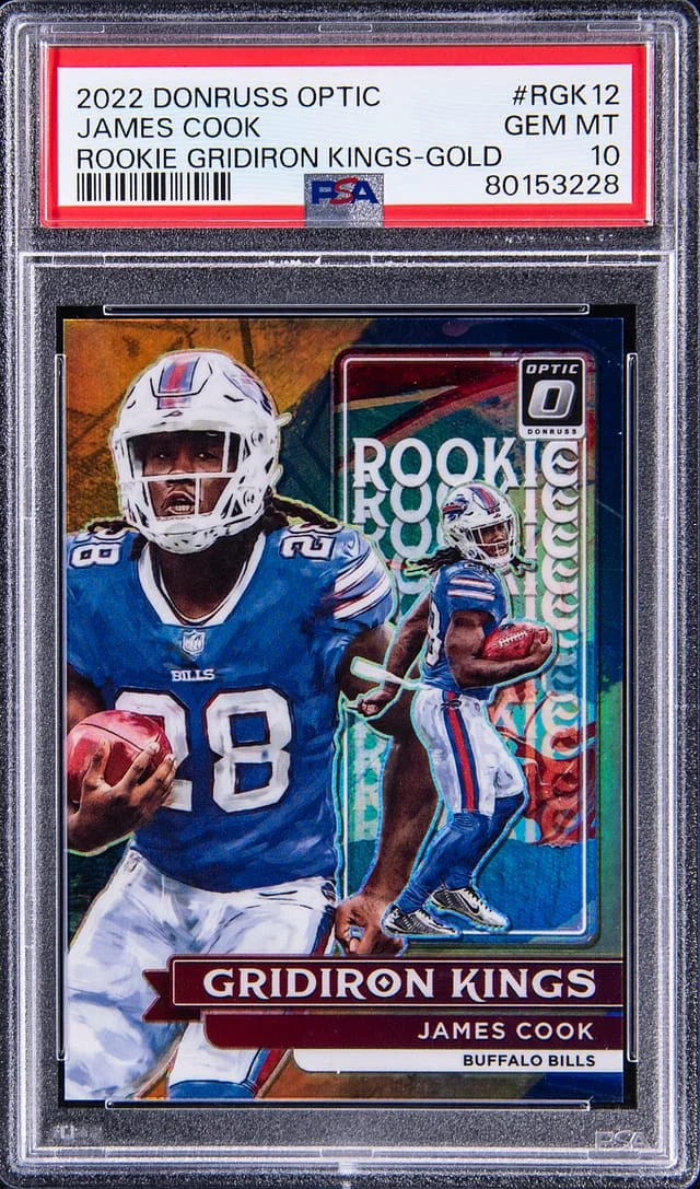 2022 Panini Donruss Optic James Cook Gridiron Kings Gold #RGK-12 card image