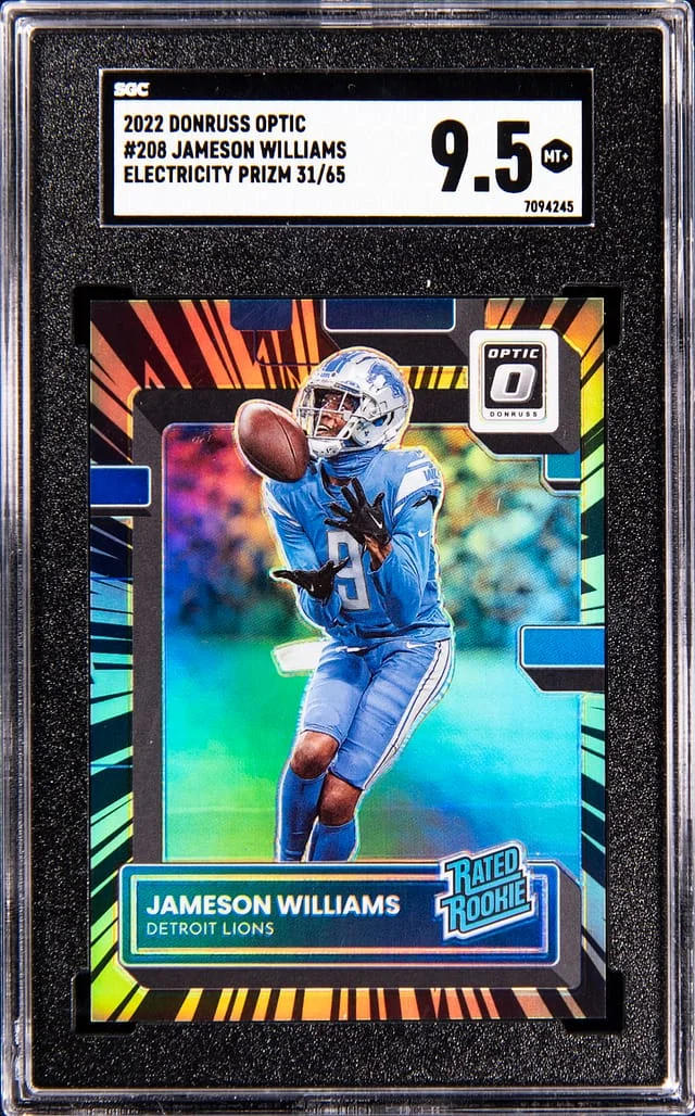 2022 Panini Donruss Optic Jameson Williams Electricity Prizm #208 card image