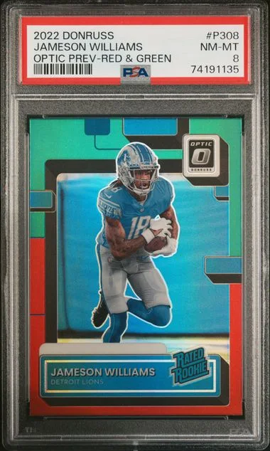 2022 Panini Donruss Optic Jameson Williams Preview Red and Green #P-308 card image