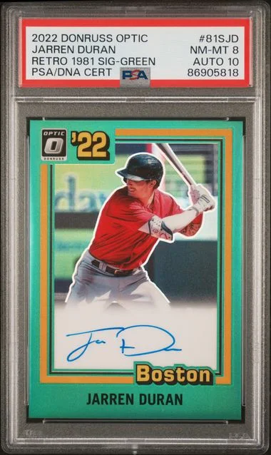 2022 Panini Donruss Optic Jarren Duran Retro 1981 Signatures Green #81SJD card image