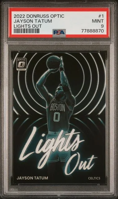 2022 Panini Donruss Optic Jayson Tatum Lights Out Fast Break Holo #1 card image