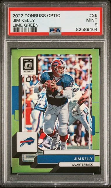 2022 Panini Donruss Optic Jim Kelly Lime Green #26 card image