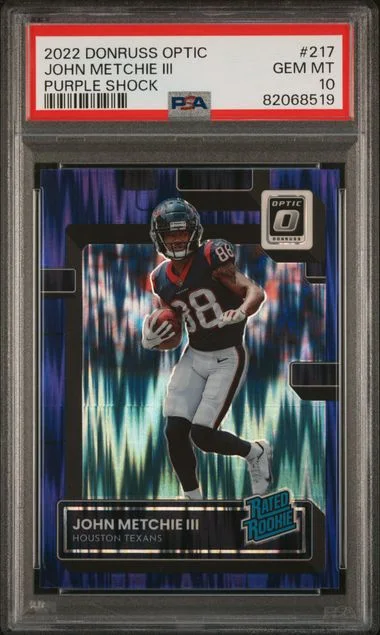 2022 Panini Donruss Optic John Metchie III Purple Shock #217 card image
