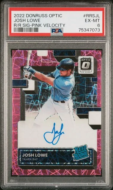 2022 Panini Donruss Optic Josh Lowe Rated Signatures Pink Velocity #RRS-JL card image