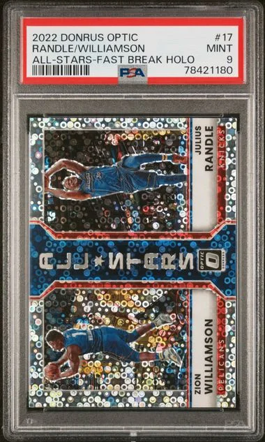 2022 Panini Donruss Optic Julius Randle/Zion Williamson All-Stars Fast Break Holo #17 card image