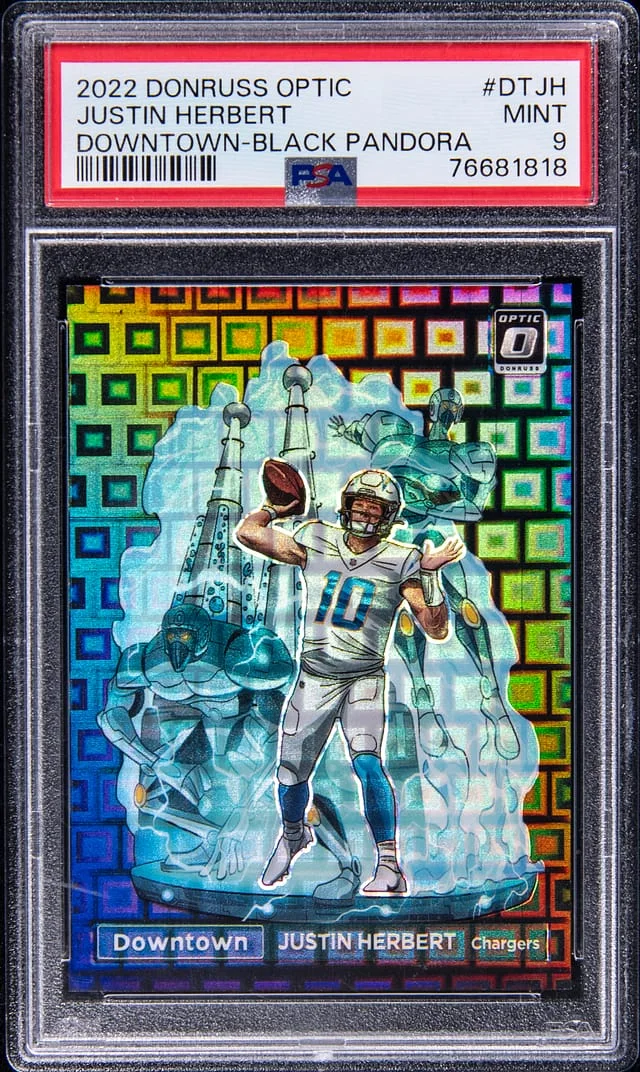 2022 Panini Donruss Optic Justin Herbert Downtown Black Pandora #DT-JH card image