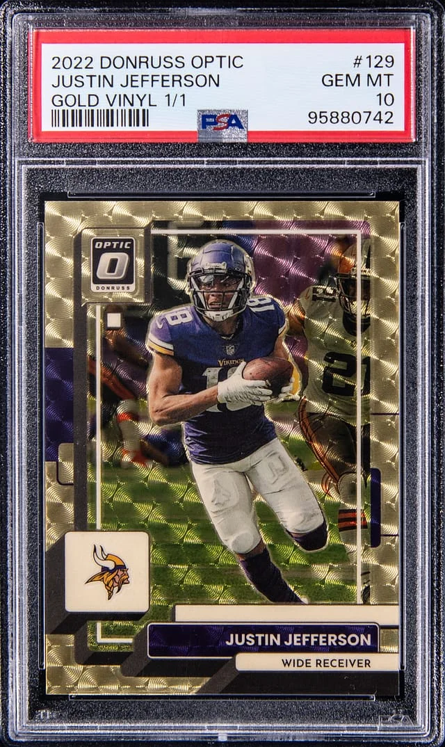 2022 Panini Donruss Optic Justin Jefferson Gold Vinyl #129 card image