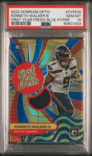 2022 Panini Donruss Optic Kenneth Walker III First Year Fresh Blue Hyper #FYF-KW card image