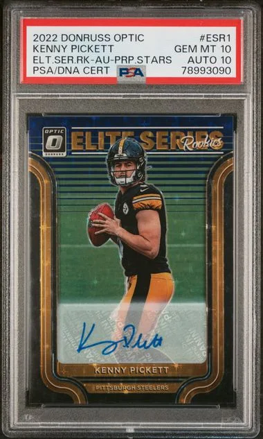 2022 Panini Donruss Optic Kenny Pickett The Elite Series Rookies Autograph-Purple Stars #Esr1 card image