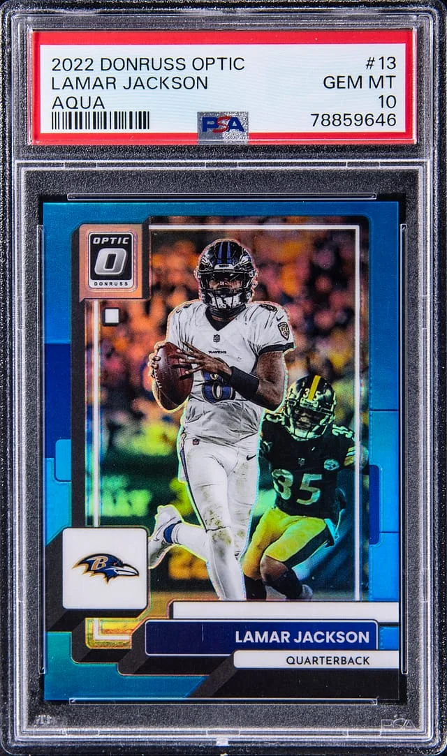 2022 Panini Donruss Optic Lamar Jackson Aqua #13 card image
