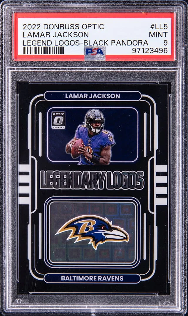 2022 Panini Donruss Optic Lamar Jackson Legend Logos Black Pandora #LL5 card image