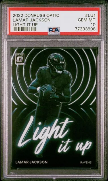2022 Panini Donruss Optic Lamar Jackson Light It Up #LU1 card image