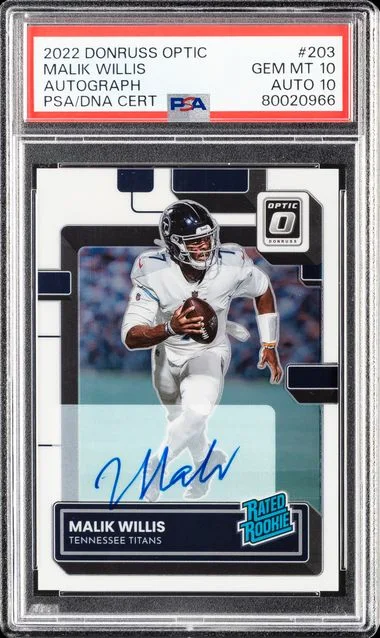 2022 Panini Donruss Optic Malik Willis Autograph Rated #203 card image