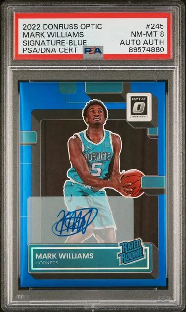 2022 Panini Donruss Optic Mark Williams Signature-Blue Rated #245 card image