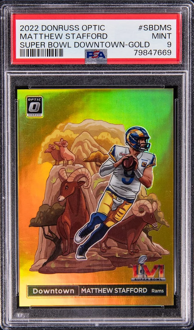 2022 Panini Donruss Optic Matthew Stafford Super Bowl Downtown Gold #SBD-MS card image
