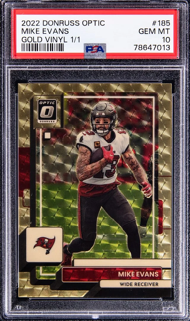 2022 Panini Donruss Optic Mike Evans Gold Vinyl 1/1 #185 card image