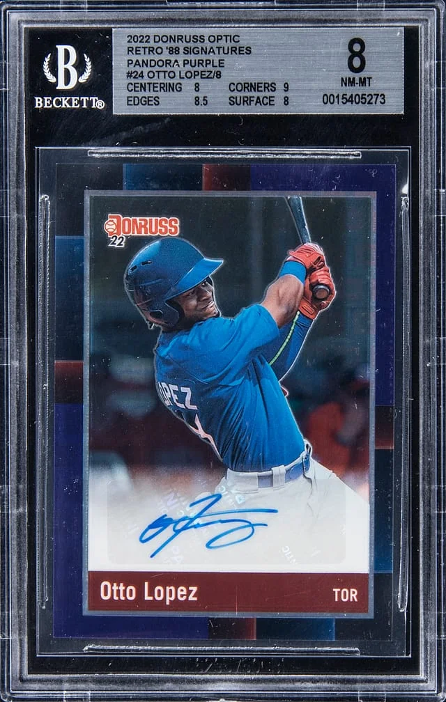 2022 Panini Donruss Optic Otto Lopez Retro '88 Signatures Pandora Purple #24 card image