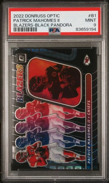 2022 Panini Donruss Optic Patrick Mahomes II Blazers Black Pandora #B1 card image