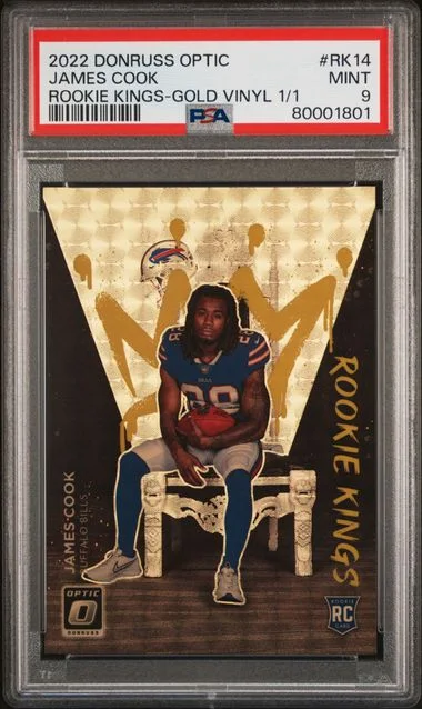 2022 Panini Donruss Optic Rk14 James Cook Kings Gold Vinyl #1/1 card image
