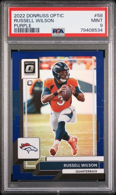 2022 Panini Donruss Optic Russell Wilson Purple #58 card image