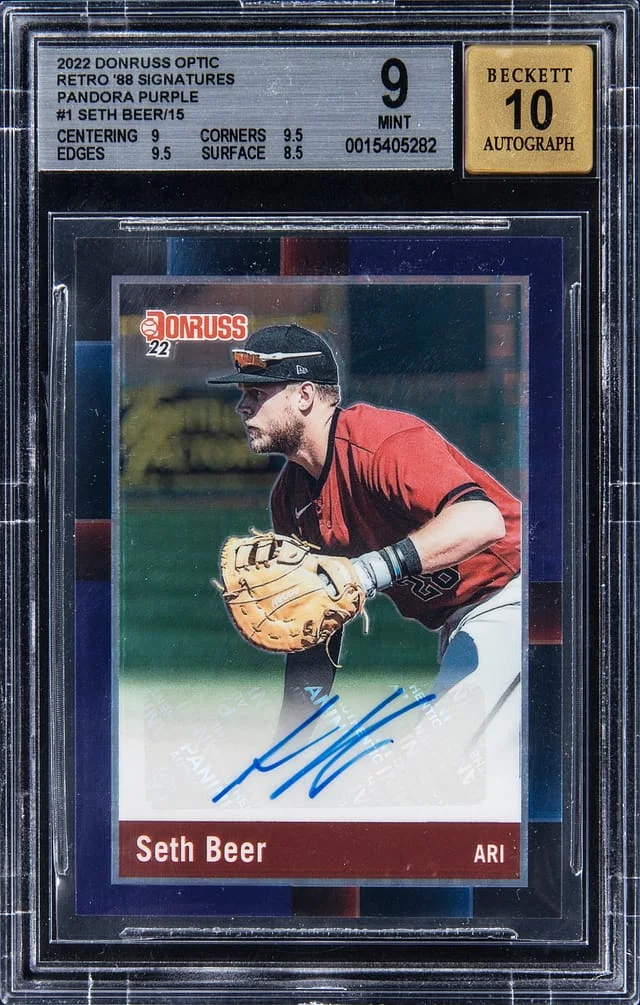 2022 Panini Donruss Optic Seth Beer Retro '88 Signatures Pandora Purple #1 card image