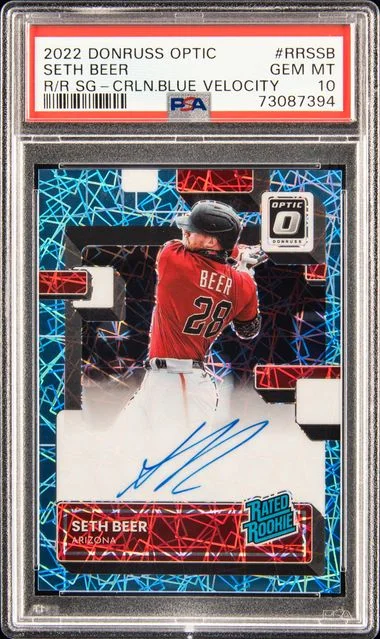 2022 Panini Donruss Optic Seth Beer Rated Signatures Carolina Blue Velocity #RRSSB card image