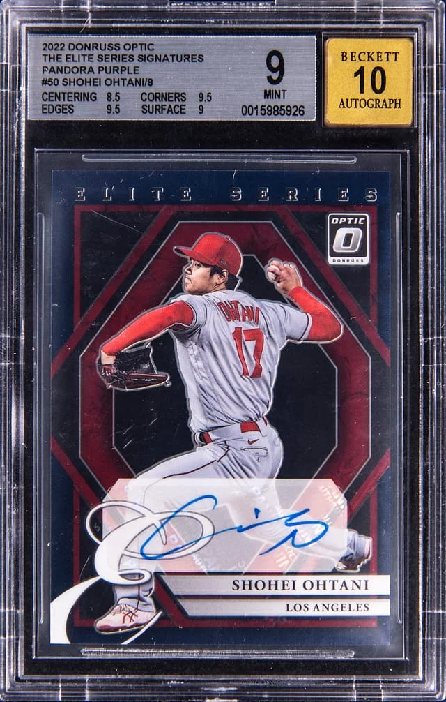 2022 Panini Donruss Optic Shohei Ohtani The Elite Series Signatures Pandora Purple #50 card image