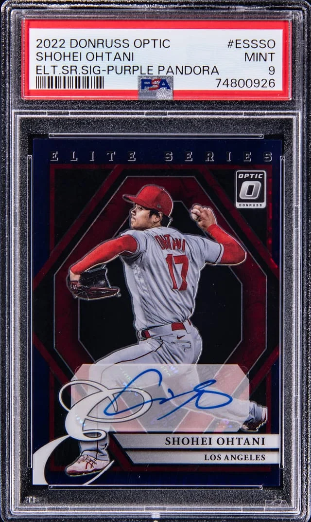 2022 Panini Donruss Optic Shohei Ohtani Elite Series Signatures Purple Pandora #ESS-SO card image
